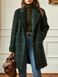 Full Size Plaid Classic Button Up Coat Plus Size - Trendsi - Flyclothing LLC