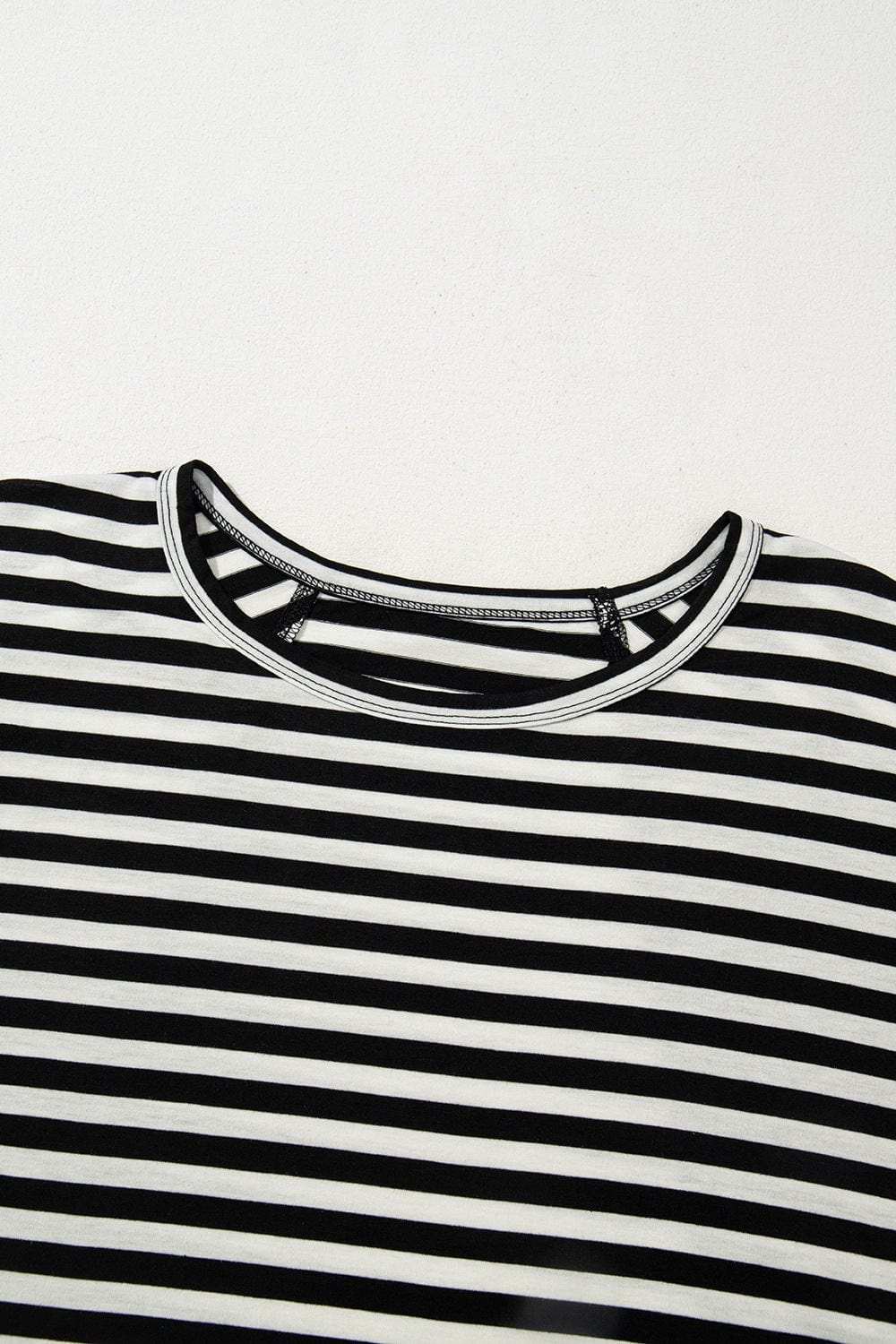 Stripe Batwing Sleeve Round Neck Oversized Top - Trendsi - Flyclothing LLC