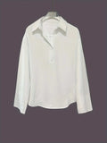 Collared Neck Long Sleeve Shirt - Trendsi - Flyclothing LLC