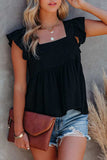Full Size Ruffled Square Neck Cap Sleeve Blouse - Trendsi - Flyclothing LLC