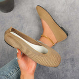 Knitted Square Toe Flat Slip-Ons - Trendsi - Flyclothing LLC