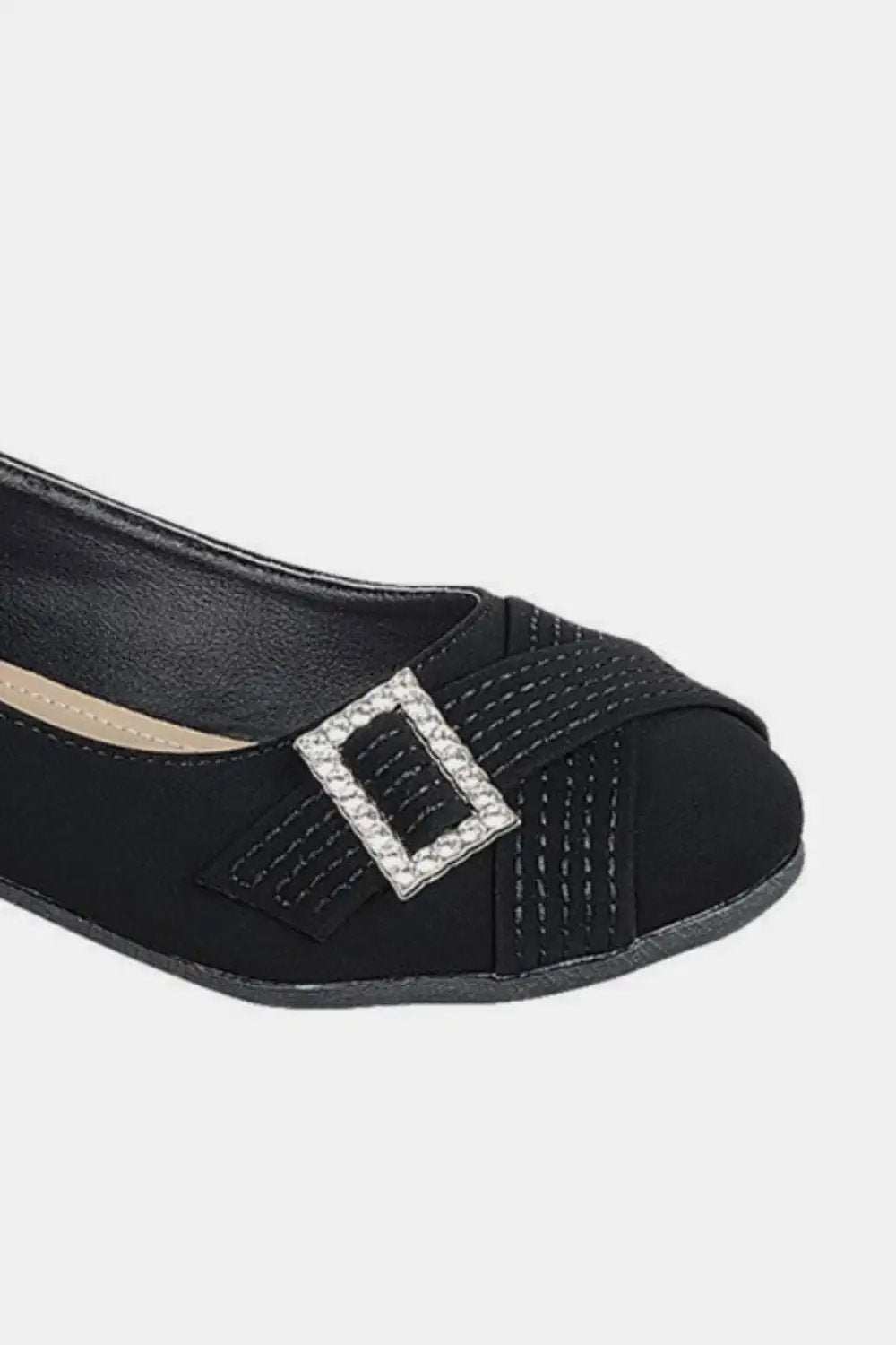 Forever Link Slip On Rhinestone Buckle Ballet Flats - Trendsi - Flyclothing LLC
