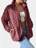 Fuzzy Zip Up Long Sleeve Jacket - Trendsi - Flyclothing LLC