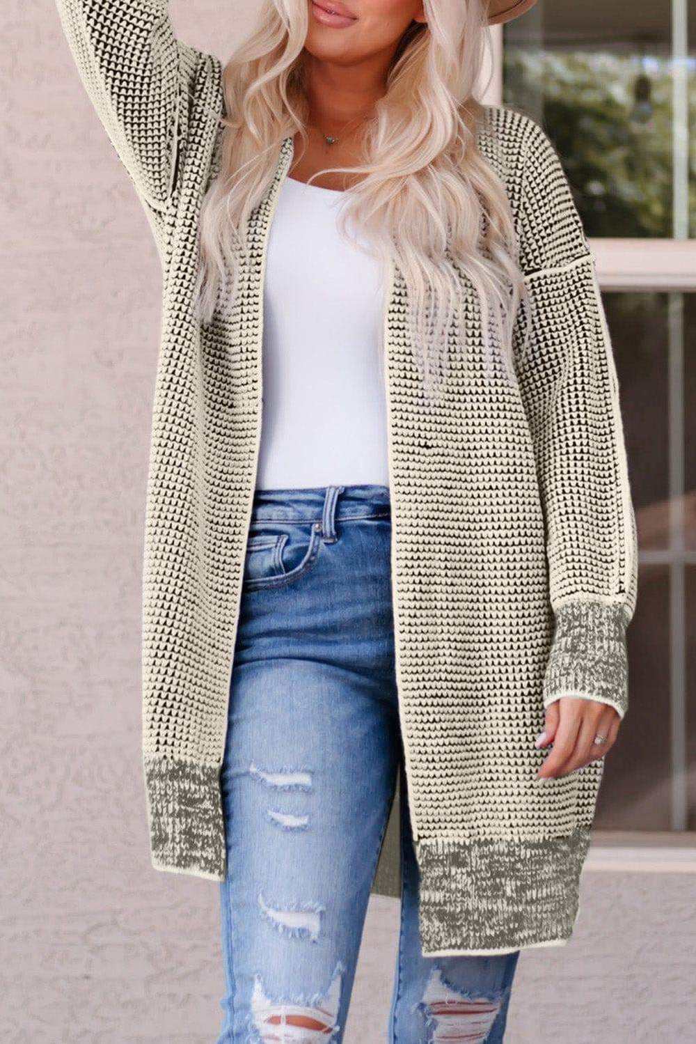 Heathered Open Front Longline Cardigan - Trendsi - Flyclothing LLC