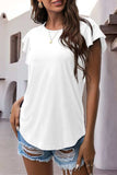 Ruffled Round Neck Cap Sleeve Blouse - Trendsi - Flyclothing LLC