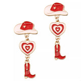 Cowgirl Boots Heart Dangle Earrings - Trendsi - Flyclothing LLC