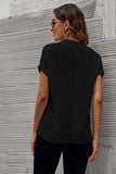 Full Size Notched Short Sleeve Blouse - Trendsi - Flyclothing LLC