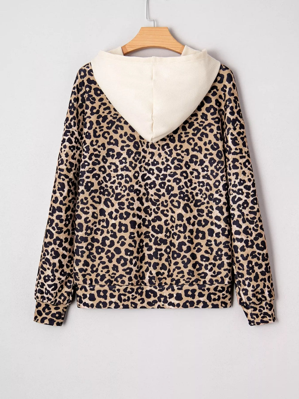 Leopard Print Long Sleeve Hoodie with Pocket - Trendsi - Flyclothing LLC