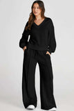V-Neck Long Sleeve Top and Pants Active Set - Trendsi - Flyclothing LLC
