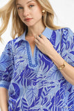 Umgee Tropical Print Puff Sleeve Blouse - Trendsi - Flyclothing LLC