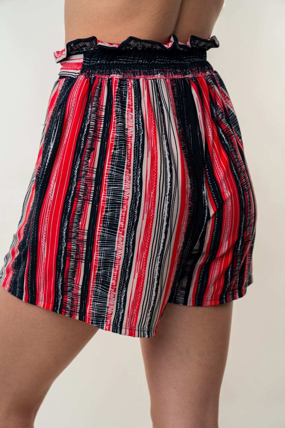 White Birch Full Size High Waisted Striped Shorts - Trendsi - Flyclothing LLC