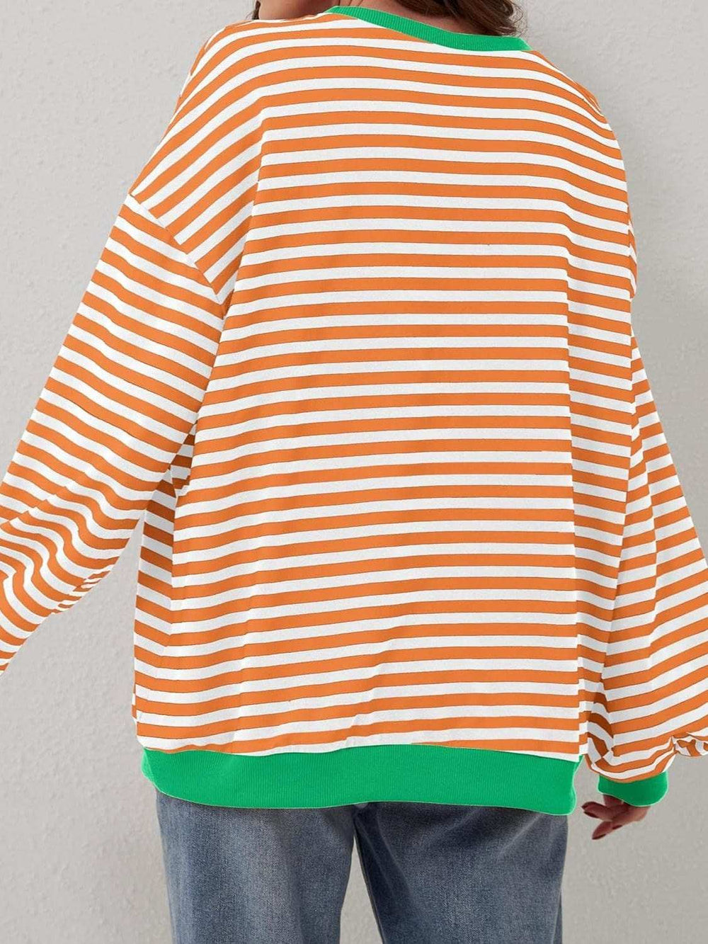 Contrast Striped Long Sleeve Sweatshirt - Trendsi - Flyclothing LLC