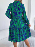Printed Collared Neck Long Sleeve Dress - Trendsi - Flyclothing LLC