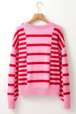 Striped Round Neck Dropped Shoulder Sweater - Trendsi - Flyclothing LLC