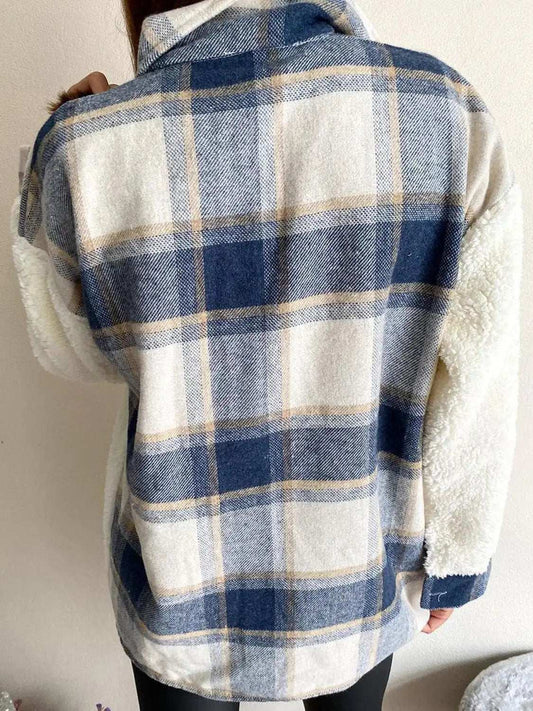 Fuzzy Button Up Long Sleeve Jacket - Trendsi - Flyclothing LLC