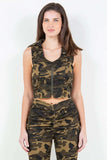 American Bazi Zip Up Camo Crop Denim Vest - Trendsi - Flyclothing LLC