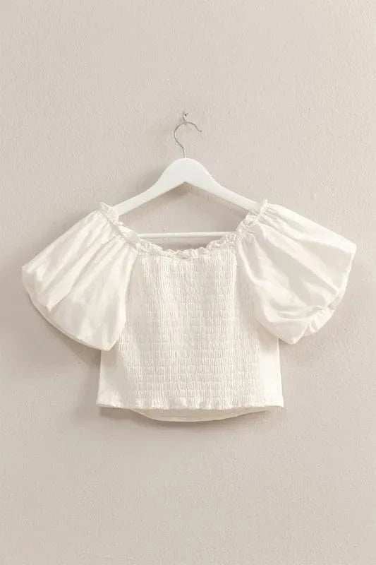 HYFVE Puff Sleeve Sweetheart Neck Top - Trendsi - Flyclothing LLC