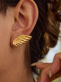 18K Gold-Plated Angel Wing Stud Earrings - Trendsi - Flyclothing LLC