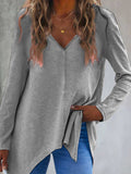 Full Size V-Neck Long Sleeve T-Shirt - Trendsi - Flyclothing LLC