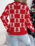 Christmas Tree Checkerboard Pattern Sweater - Trendsi - Flyclothing LLC