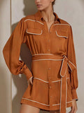 Button Front Long Sleeve Shirt Dress - Trendsi - Flyclothing LLC
