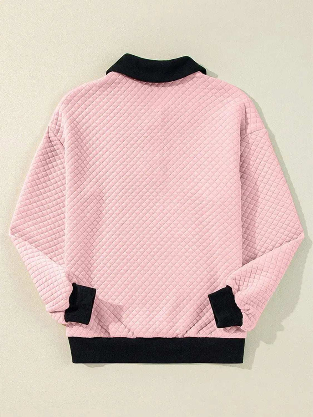 Texture Quarter Button Long Sleeve Sweatshirt - Trendsi - Flyclothing LLC