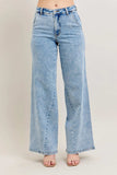 Judy Blue Full Size High Waist Wide Leg Jeans with Skewed Inseam Plus Size - Trendsi - Flyclothing LLC