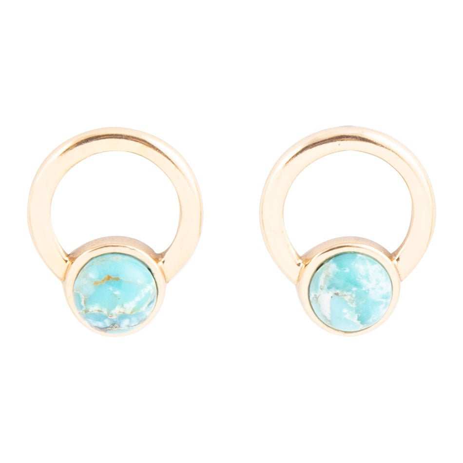 Calgary Blue Turquoise Post Golden Earrings - Barse Jewelry - Flyclothing LLC