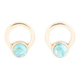 Calgary Blue Turquoise Post Golden Earrings - Barse Jewelry - Flyclothing LLC