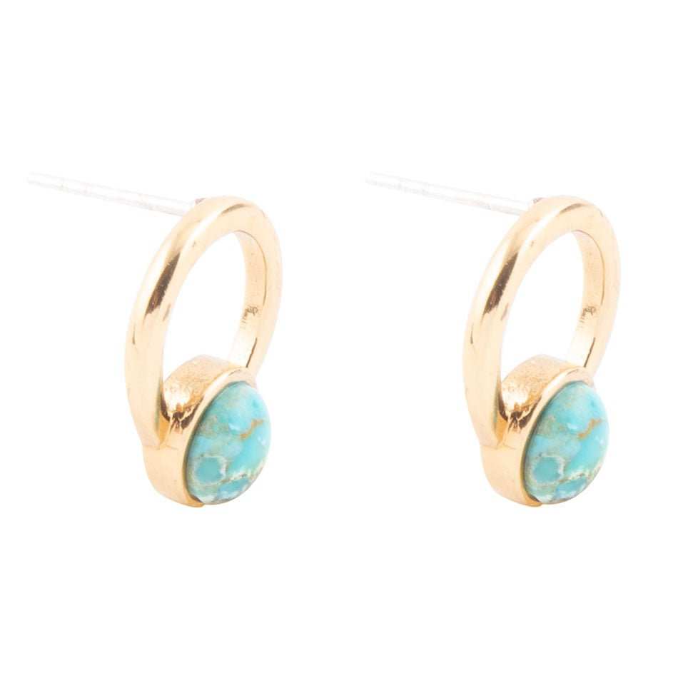 Calgary Blue Turquoise Post Golden Earrings - Barse Jewelry - Flyclothing LLC