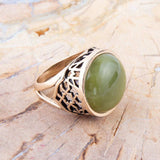 Green Canadian Jade Golden Statement Ring - Barse Jewelry - Flyclothing LLC