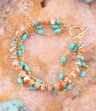 Canyon Blue and Orange Magnesite Golden Toggle Bracelet - Barse Jewelry - Flyclothing LLC