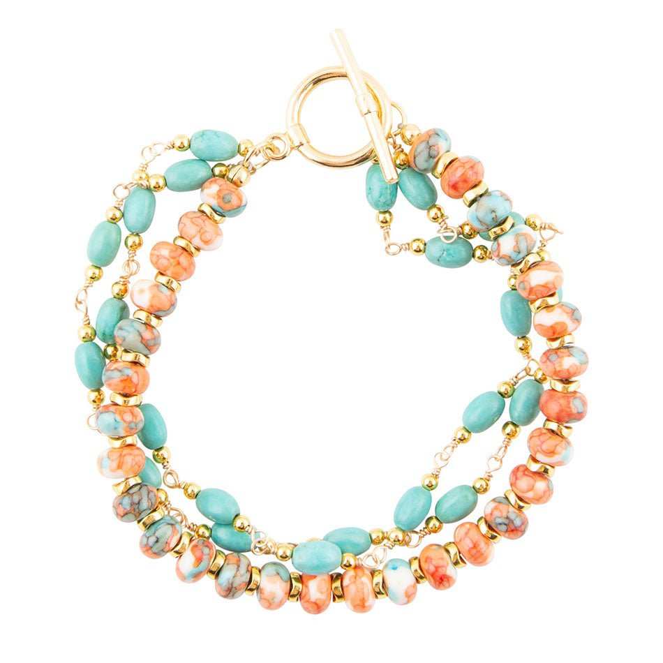 Canyon Blue and Orange Magnesite Golden Toggle Bracelet - Barse Jewelry - Flyclothing LLC