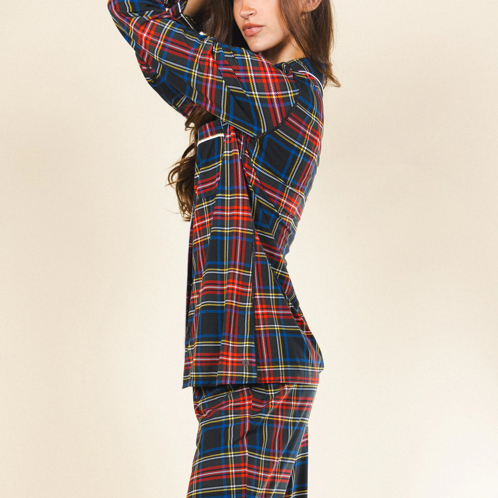 The Cappuccino | Holiday Tartan Plaid SleepDeep™ Women’s Long Sleeve Pajama Set - Shinesty - Flyclothing LLC