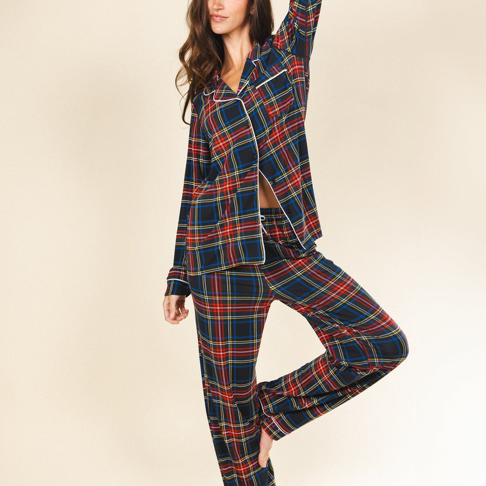 The Cappuccino | Holiday Tartan Plaid SleepDeep™ Women’s Long Sleeve Pajama Set - Shinesty - Flyclothing LLC