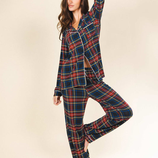The Cappuccino | Holiday Tartan Plaid SleepDeep™ Women’s Long Sleeve Pajama Set - Shinesty - Flyclothing LLC