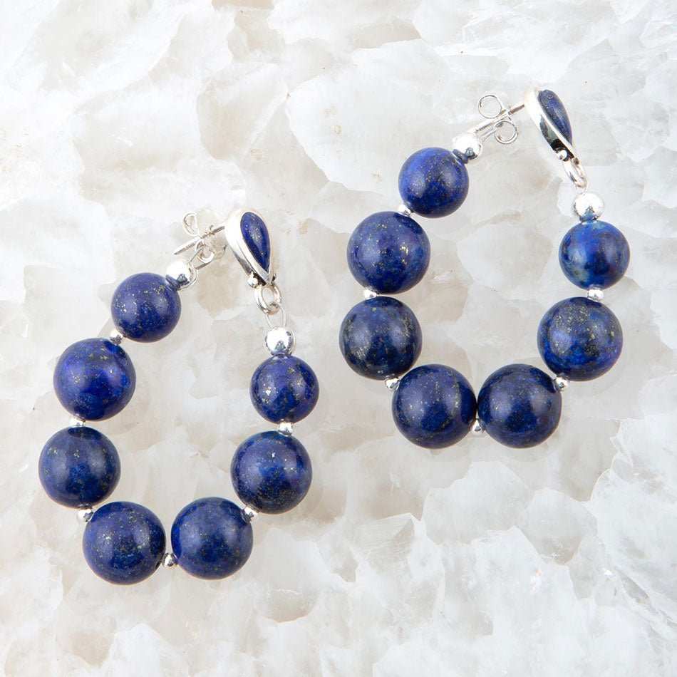 Carly Blue Lapis Complete Loop Sterling Silver Post Earrings - Barse Jewelry - Flyclothing LLC