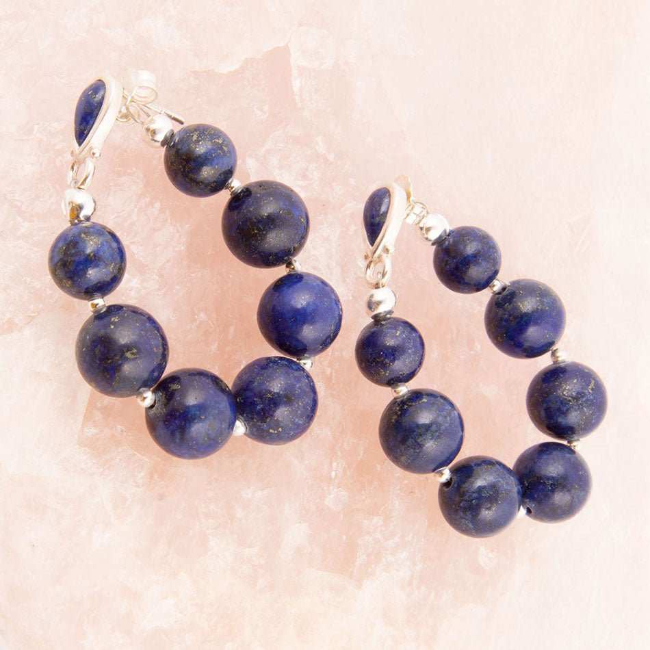 Carly Blue Lapis Complete Loop Sterling Silver Post Earrings - Barse Jewelry - Flyclothing LLC