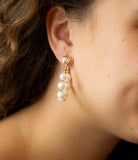 Carly White Pearl Complete Loop Golden Post Earrings - Barse Jewelry - Flyclothing LLC