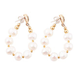 Carly White Pearl Complete Loop Golden Post Earrings - Barse Jewelry - Flyclothing LLC