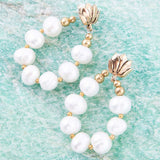 Carly White Pearl Complete Loop Golden Post Earrings - Barse Jewelry - Flyclothing LLC