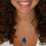 Carved Blue Lapis Sterling Silver Pendant Necklace - Barse Jewelry - Flyclothing LLC