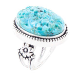 Carved Blue Turquoise and Sterling Silver Cocktail Ring - Barse Jewelry - Flyclothing LLC