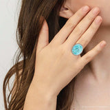 Carved Blue Turquoise and Sterling Silver Cocktail Ring - Barse Jewelry - Flyclothing LLC