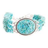 Carved Blue Turquoise and Sterling Silver Toggle Bracelet - Barse Jewelry - Flyclothing LLC