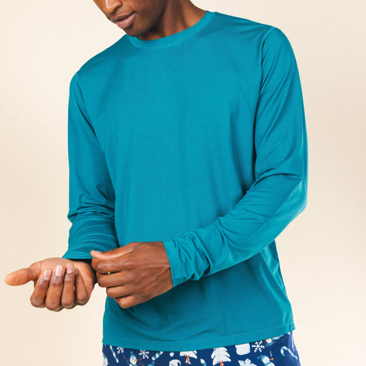 The Caspian Sea | Teal Blue Super Stupid-Soft™ Men’s Long Sleeve Pajama Shirt