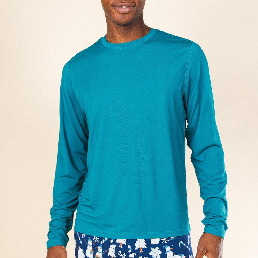 The Caspian Sea | Teal Blue Super Stupid-Soft™ Men’s Long Sleeve Pajama Shirt - Shinesty - Flyclothing LLC