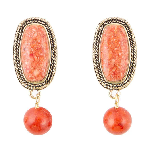 Catalina Orange Sponge Coral Golden Clip-On Earrings - Barse Jewelry - Flyclothing LLC