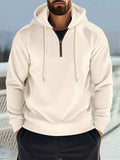 Men's Full Size Quarter Zip Long Sleeve Drawstring Hoodie Plus Size - Trendsi - Flyclothing LLC