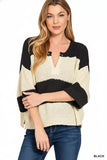 Zenana Split Neck Stripe Sweater - Trendsi - Flyclothing LLC